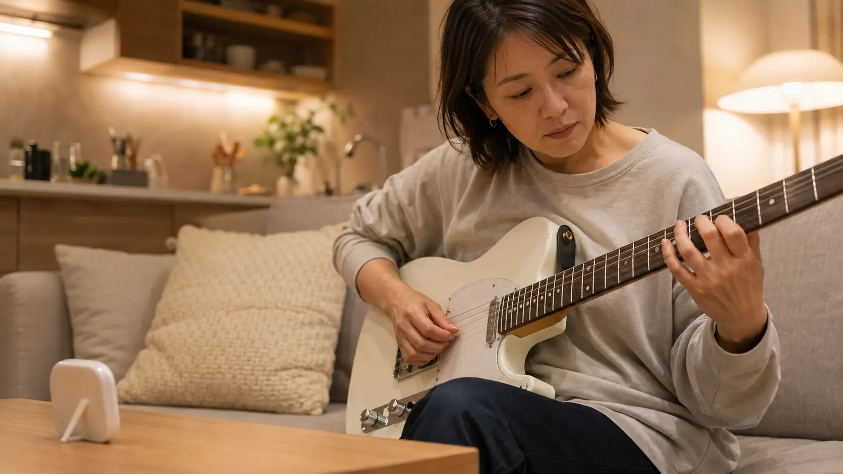 仕事の合間に10分だけギターのコード練習をする大人初心者