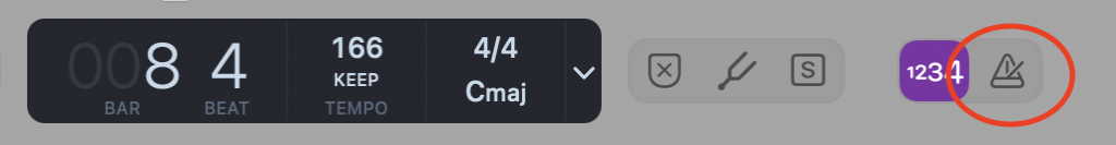 LogicProのショートカットキーでメトロノームのON/OFFをしている様子。これはOFFにしている時。